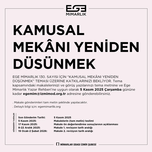 EGE MİMARLIK 130: KAMUSAL MEKANI YENİDEN DÜŞÜNMEK