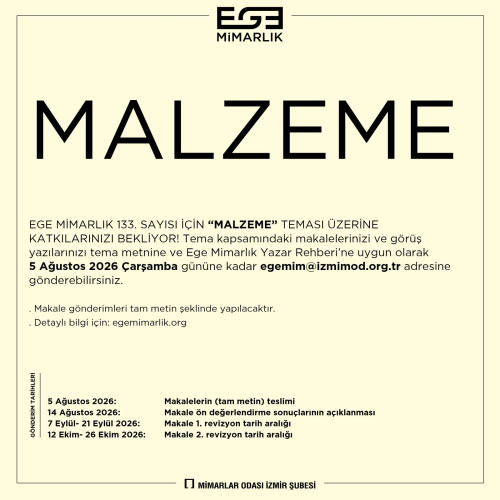 EGE MİMARLIK 133: MALZEME