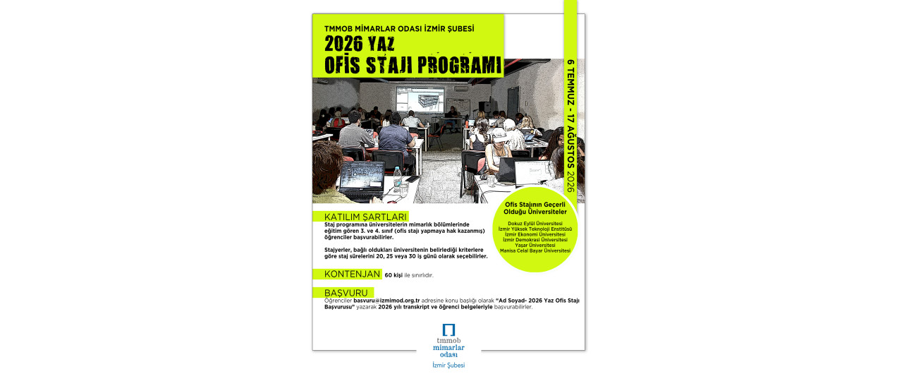 2026 YAZ DÖNEMİ MİMARİ OFİS STAJI PROGRAMI