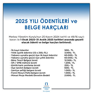 2025 YILI ÖDENTİLERİ ve  BELGE HARÇLARI