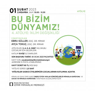 Mimarlar Odası İzmir Şubesi Çocuk ve Mimarlık Komisyonu ile Enerji Etkin Yapılar ve Sürdürülebilir Mimarlık Komisyonu Ortak Atölye Çalışması