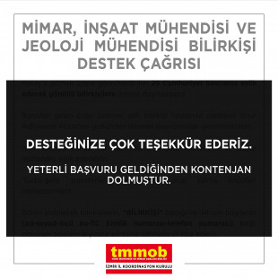 MİMAR, İNŞAAT MÜHENDİSİ VE JEOLOJİ MÜHENDİSİ BİLİRKİŞİ DESTEK ÇAĞRISI
