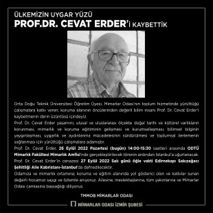 Ülkemizin Uygar Yüzü Prof.Dr. Cevat Erder'i Kaybettik