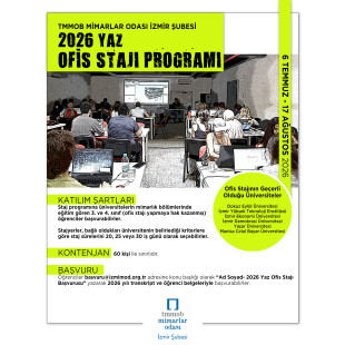 2026 YAZ DÖNEMİ MİMARİ OFİS STAJI PROGRAMI