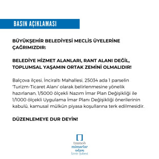 Büyükşehir Meclis Üyelerine Çağrımızdır