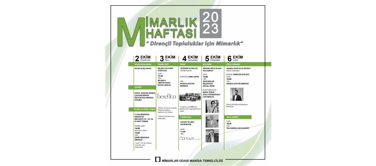 MİMARLIK HAFTASI ETKİNLİK PROGRAMI